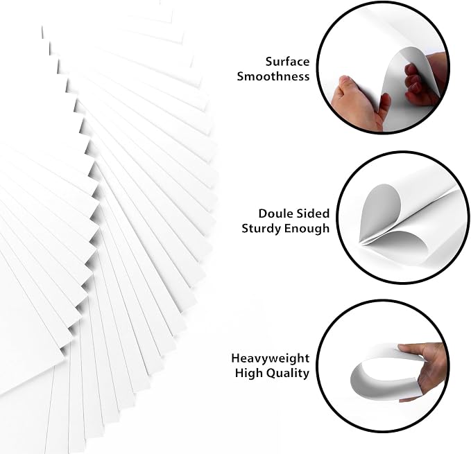 OcePor 100 Sheets White Cardstock 13” x 19”, 92lb/250gsm Black Card Stock - Image 3
