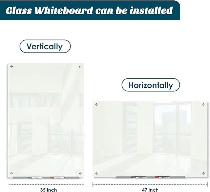 J&J worldwide Glass Whiteboard 47"x35", Magnetic White Board Glass Dry Erase - Image 6
