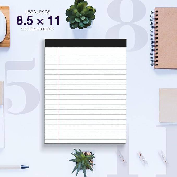 6 Pack Legal Pads 8.5 x 11 College Ruled 300 Sheets Note Pads 8.5 x 11 Notepads - Image 6