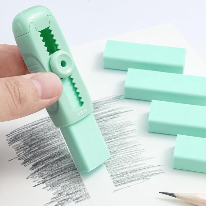 M&G 4+1 Pack Rubber Erasers Sliding Retractable Eraser, Soft Cute Erasers Push - Image 9