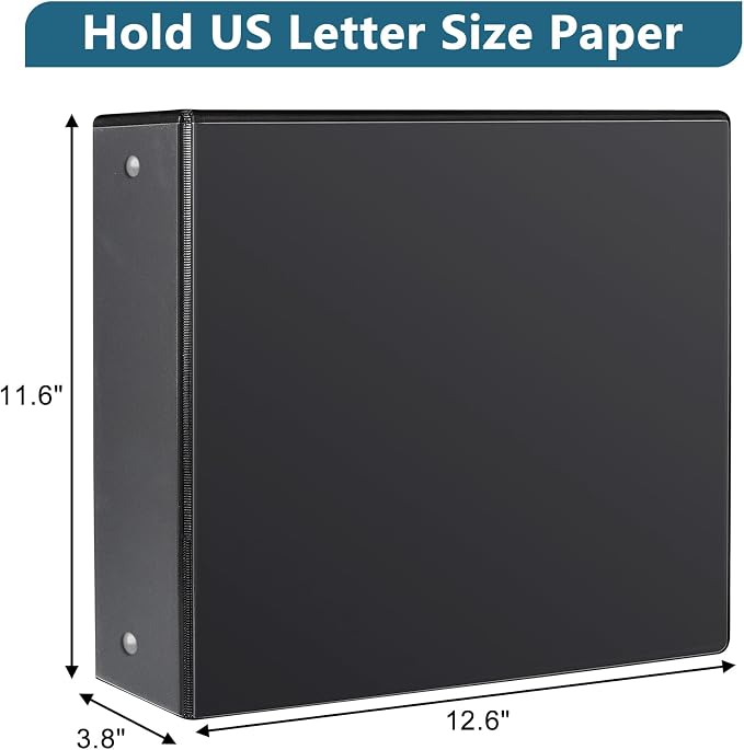 CIXILDTS 3" 3 Ring Binder, Standard 3-Inch Round Ring Binder Fit Letter Size - Image 2
