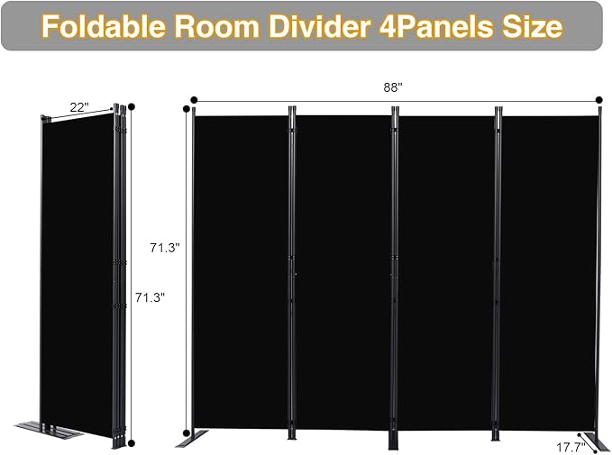 CHOSENM Room Divider, 4 Panel Folding Privacy Screens - Image 2
