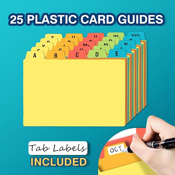H4D 4x6 Index Card Holder with 100 Heavyweight Ruled Index Cards and 25 Plastic - Image 5