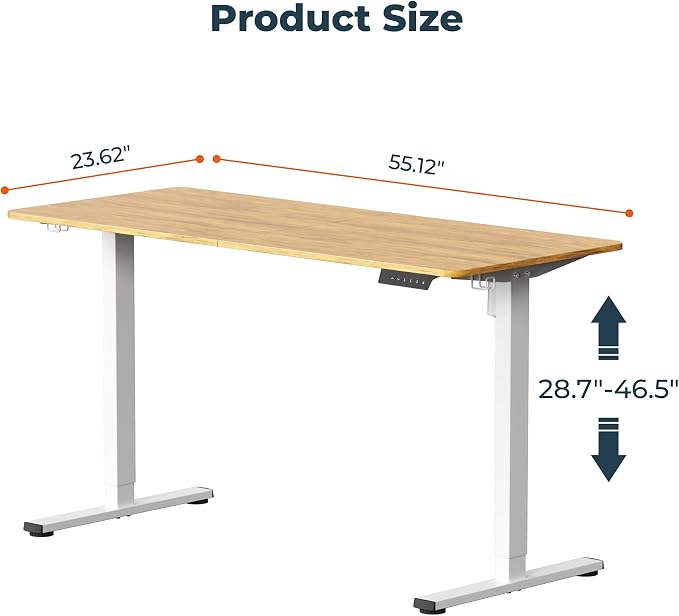Adjustable Stand Up Desk with Memory Preset, Electric Standing Desk 55x 24 Inch - Image 3
