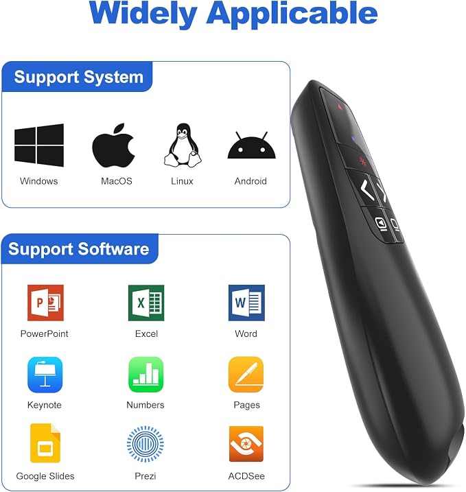 Presentation Clicker PowerPoint Presenter Remote: Laser Pointer Project Power - Image 7