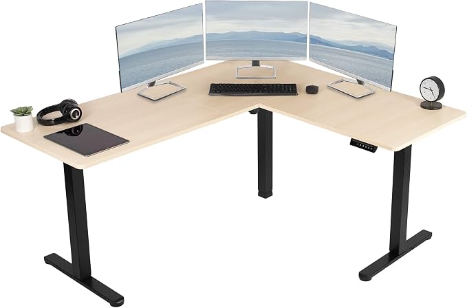 VIVO Electric Corner 63 x 55 inch L-Shaped Standing Desk, Memory Height by VIVO