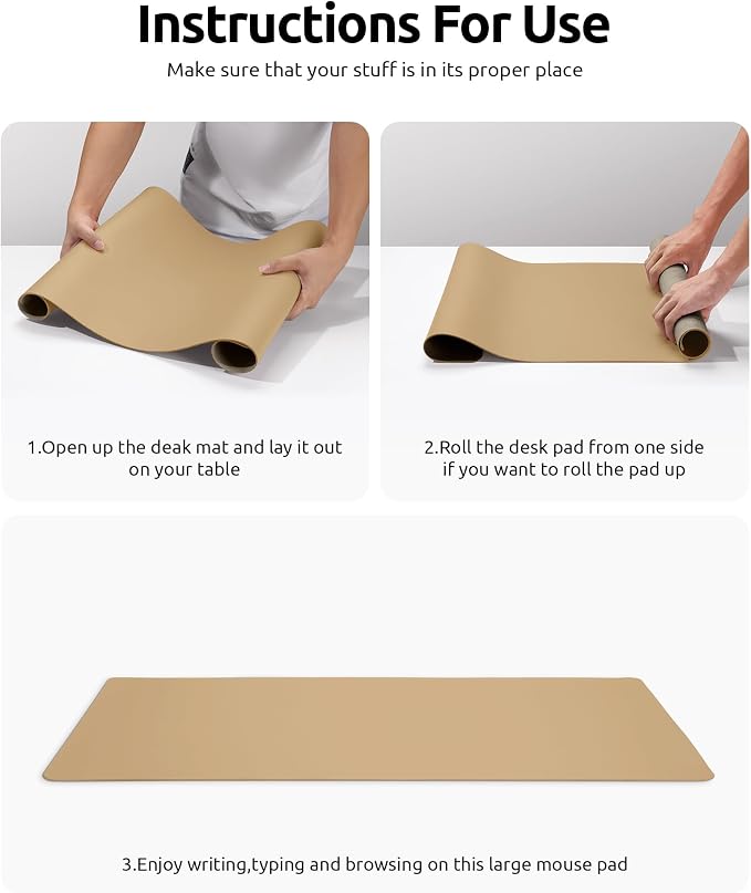 YSAGi Leather Desk Protector, Office Mat, Large Mouse Pad, Non-Slip PU Leather - Image 9