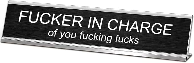 Fuck in Charge of You Fucking Fucks Desk Signs by SINKAA