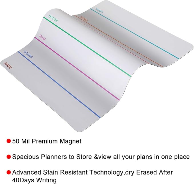 Outus 2 Pieces Magnetic Weekly Dry Erase Boards Erasable Weekly Calendars - Image 6