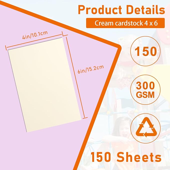 Guakicae 150 Sheets Cream Cardstock 4 x 6 Ivory Paper, 300gsm/110lb Heavyweight - Image 2