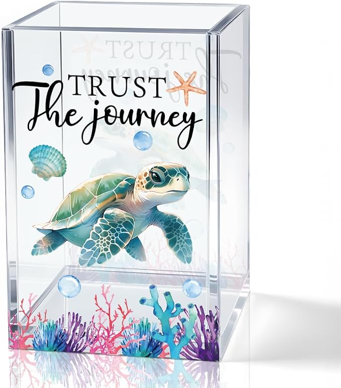 QYUVK Trust The Journey Acrylic Pencil Holder Cup, Inspirational Gifts by QYUVK