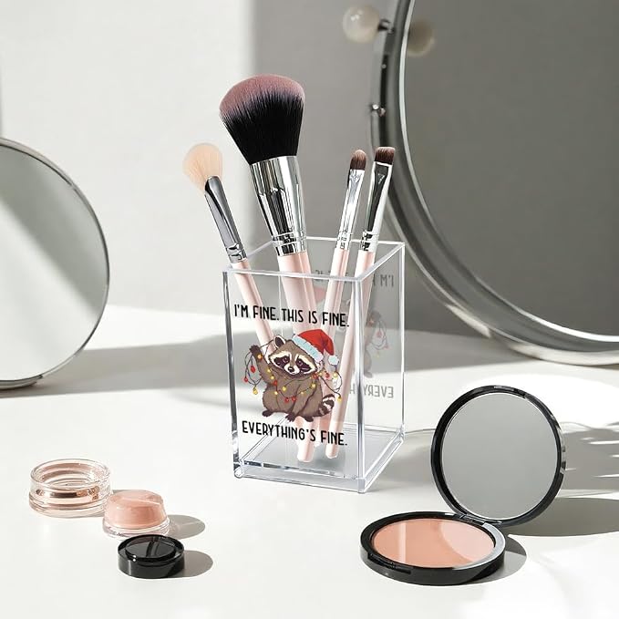 Vgrti I'm Fine This Is Fine Acrylic Cosmetic Pencil Pen Holder Cup, Funny - Image 3