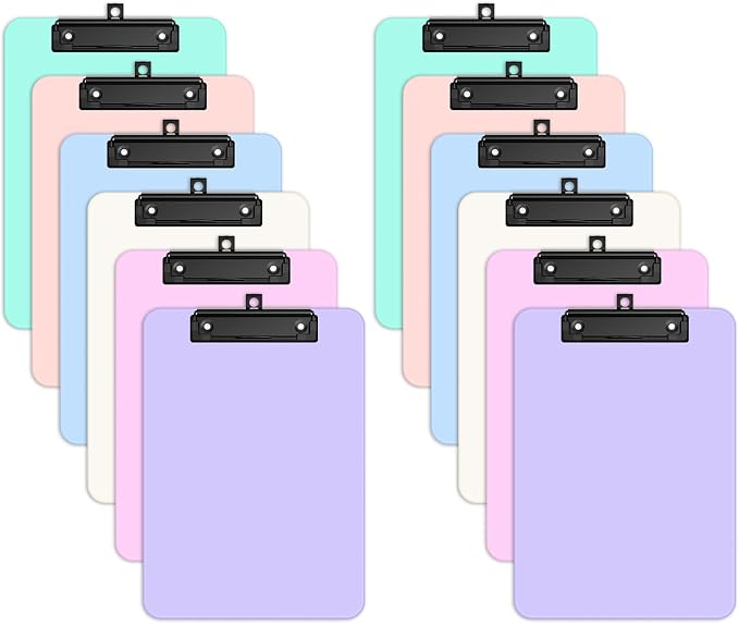 Zoenley A4 Plastic Clipboard Set of 12, Light Colorful 12.5 x 9 Letter Size by Unknown