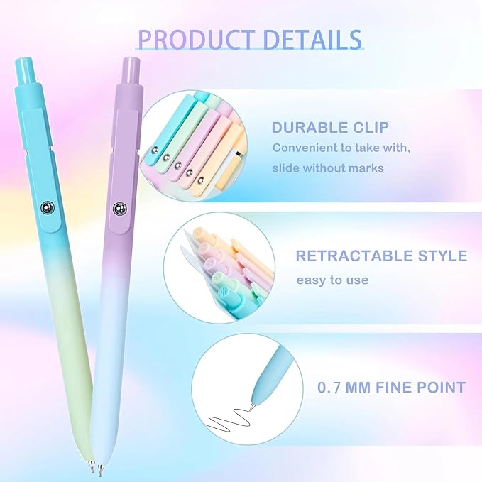 Easter Basket Essentials, Easter Basket Stuffers, Gradient Color Cute Pens - Image 3