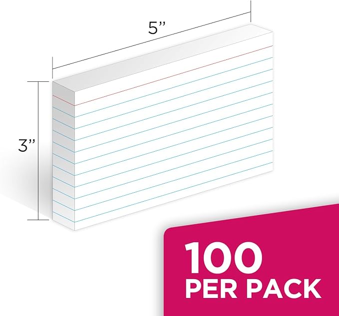 KAISA Lined Index Card 3"x5" Index Cards Flashcards, Blank on Back Index Cards - Image 3
