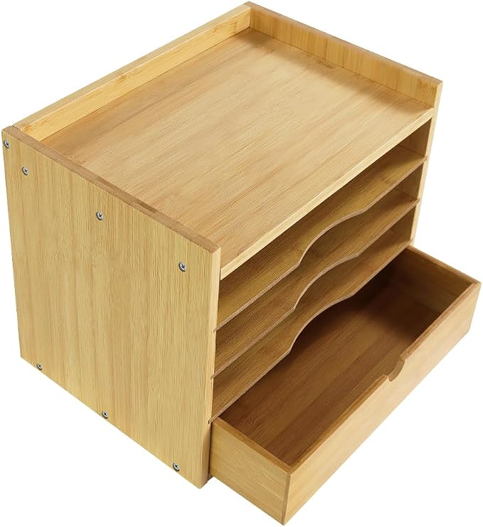 KKTONER 5-Tier Bamboo Desk Organizer by KKTONER
