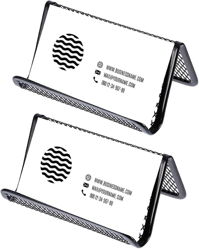 Chiyuehe Black Metal Mesh Business Card Holder Desk Business Card Organizer - Image 5
