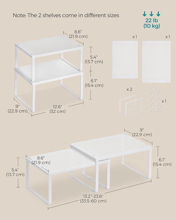 SONGMICS Spice Racks, Countertop Organizers, Shelf Risers, Expandable - Image 2