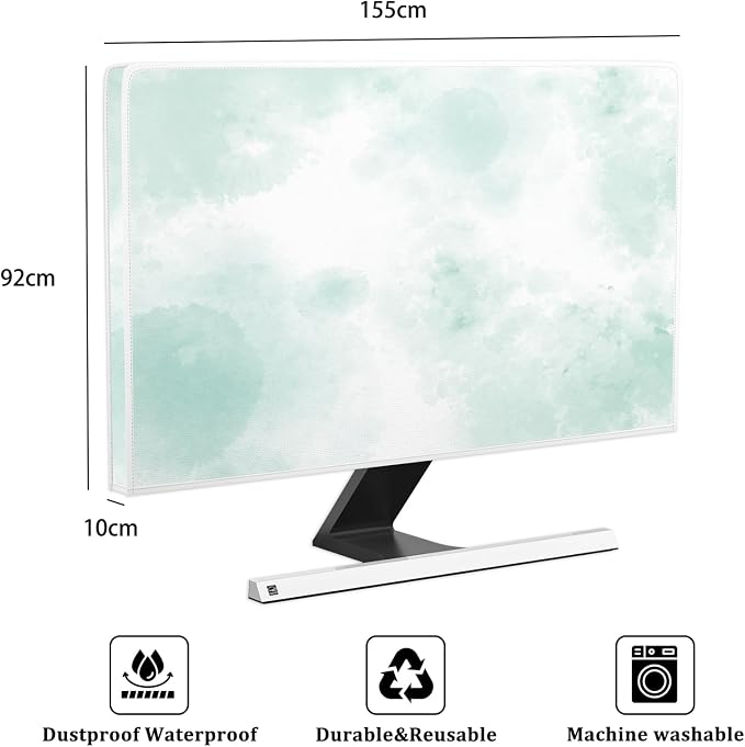 Baocicco Abstract Watercolor Waterproof TV Display Screen Cover 65 Inch Cyan - Image 2