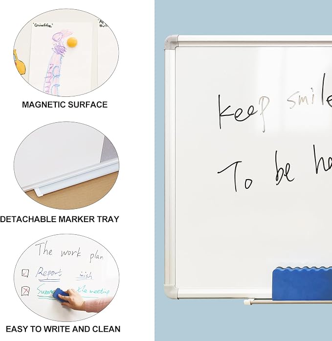 DEVELOP Grey Felt Bulletin & Magnetic Dry Erase Combo Board, 24 x 18 Inch - Image 4