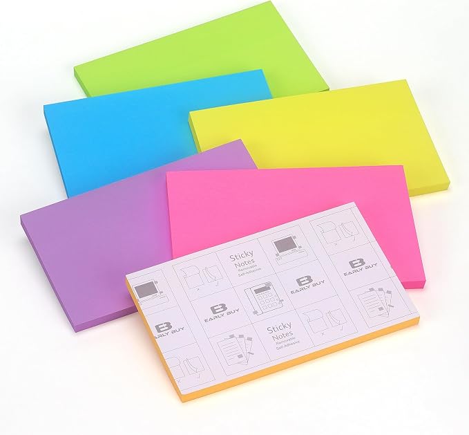 Early Buy Sticky Notes 6 Bright Color 6 Pads Self-Stick Notes 3 in x 5 in - Image 5