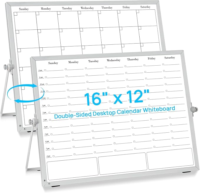 White Board Dry Erase Calendar Planner, Weekly Monthly Magnetic Schedule-Board by ONAVIA
