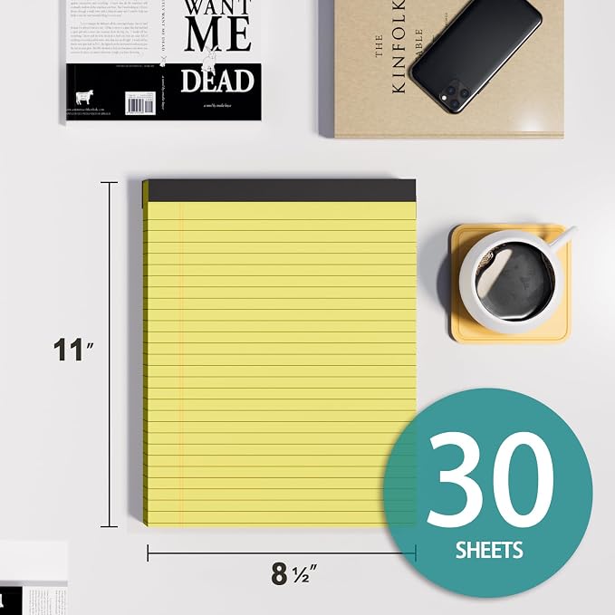 MSKKSM Legal Pads 8.5 x 11, 6 Pack Yellow Note Pads 8.5 x 11 Writing Pads - Image 2