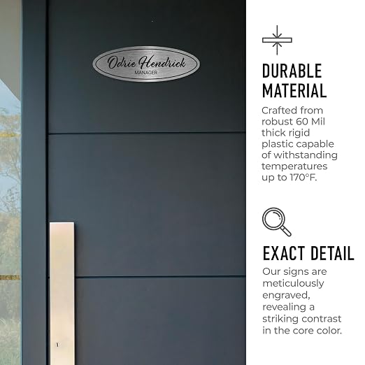 Custom Wall or Door Sign, Personalized Oval Plaque Engraved Message - Image 3