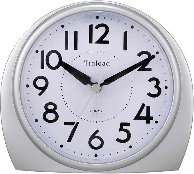 Tinload 5.5" Large Analog Alarm Clock Silent Non Ticking, Gentle Wake, Beep by Tinload