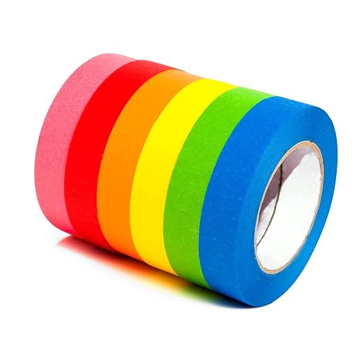 COSIMIXO 6-Pack Colored Masking Tape 0.94 Inch x 60yds of Colorful Craft Tape – - Image 6
