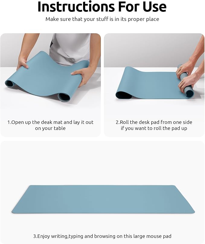 YSAGi Leather Desk Protector, Office Mat, Large Mouse Mat, Non-Slip PU Leather - Image 9