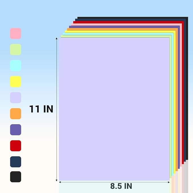 Cardstock 8.5 x 11, 10 Colors Colored Printer Paper 75 lb/200 gsm, 40 Sheets - Image 2