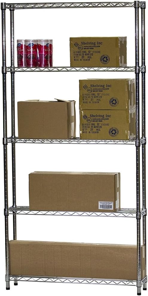 Shelving Inc. 8" d x 36" w x 64" h Chrome Wire Shelving - Image 3
