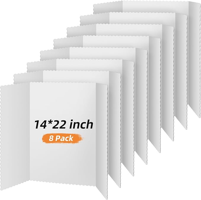 Henoyso 8 Pcs 14 x 22 Inch White Trifold Poster Board Large Tri Fold by Henoyso