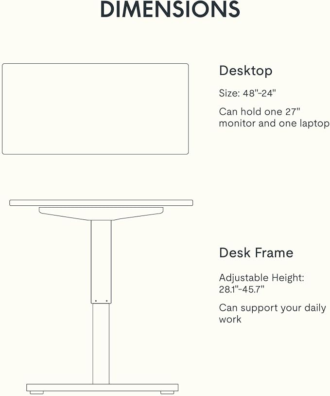 FLEXISPOT EN1 One-Piece Solid Wooden Standing Desk 48 x 24 Inches Height - Image 7