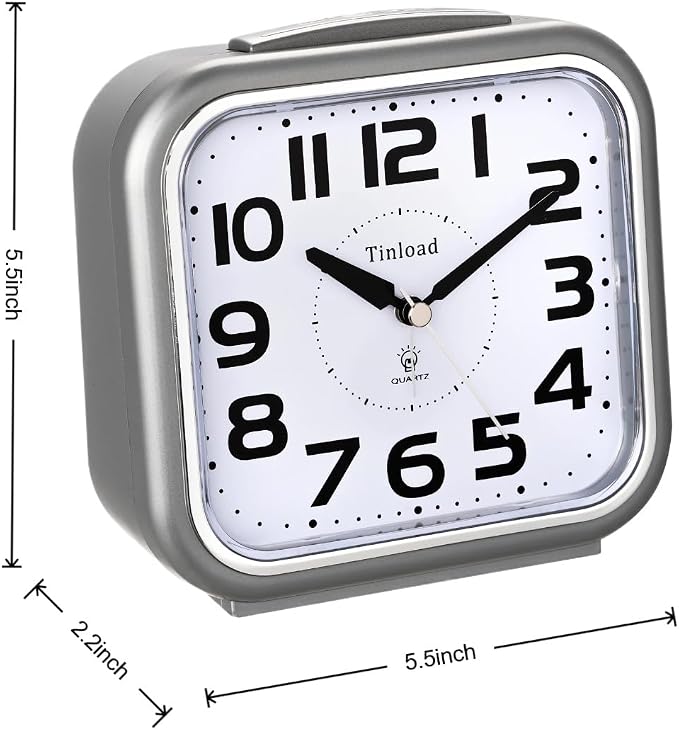Tinload 5.5" Large Analog Alarm Clock Silent Non Ticking, Gentle Wake, Beep - Image 8