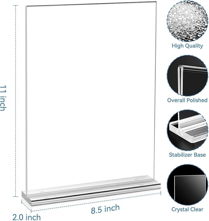 EHWINE Acrylic Sign Holder 8.5 x 11, 18 Pack Double-Sided Stand up Table Top - Image 4