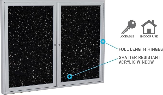 Ghent 48" x 60" 2-Door indoor Enclosed Recycled Rubber Bulletin Board, Shatter - Image 5