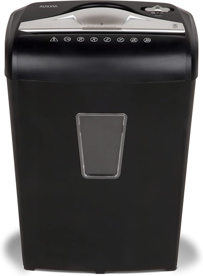 Aurora High-Security 8-Sheet Micro-Cut Paper Credit Card Shredder Black - Image 6