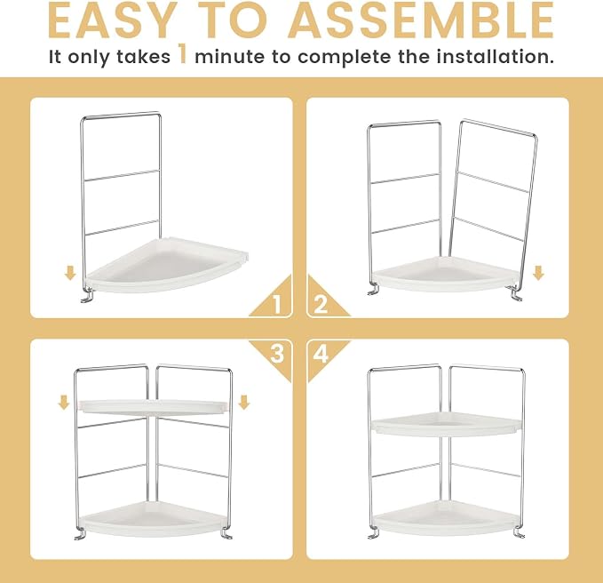 JANUS LiANG 2-Tier Corner Bathroom Countertop Organizer, Tiny Counter Corner - Image 7