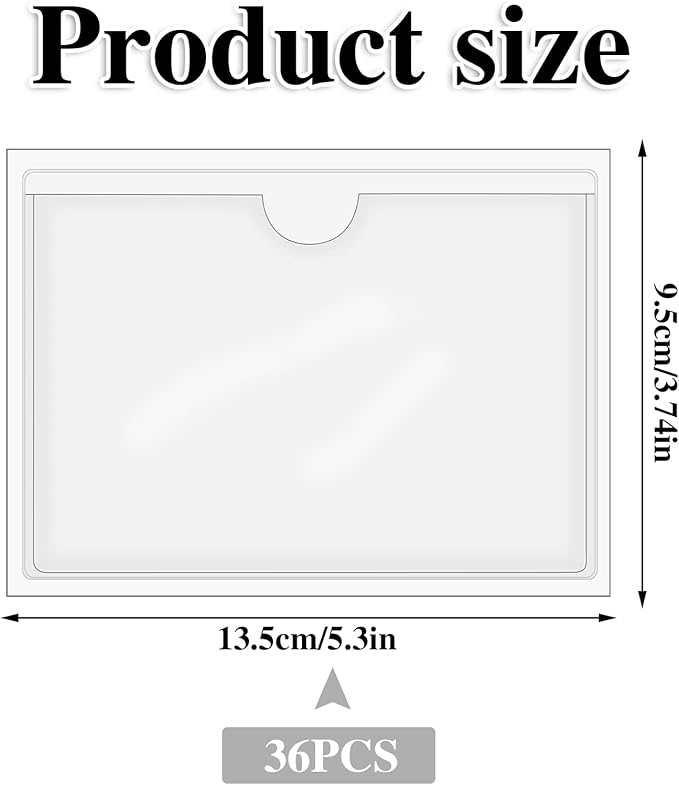 36 Pack 3" x 5" Index Card Holder Adhesive Plastic Label Holders Clear Tote Bag - Image 2