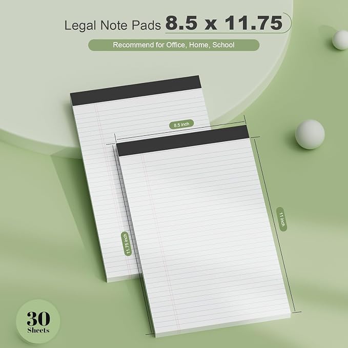 Note Pads 8.5 x 11.75 Writing Pads, 10 Pack, Double-Side Printed Lined Paper - Image 2