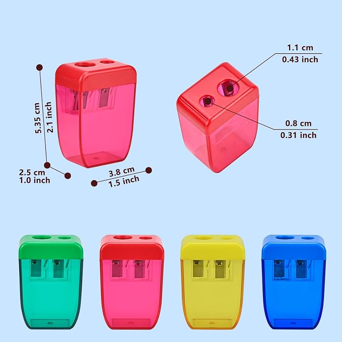 AUSTARK 24Pcs Pencil Sharpener Manual, Small Dual Hole Pencil Sharpeners Bulk - Image 2