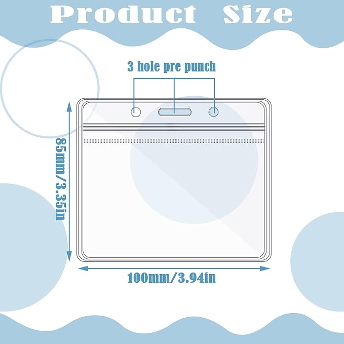 Zonon 150 Pcs Horizontal Clear ID Badge Holders Plastic Card Name Tag Holders - Image 2