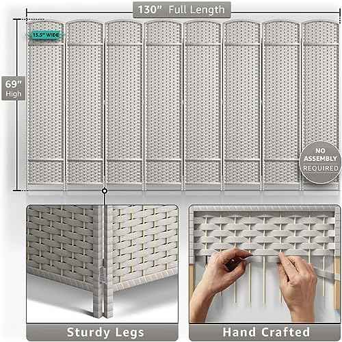 Sorbus Foldable Room Divider, Mesh Privacy Screen (8 Panel, Beige)