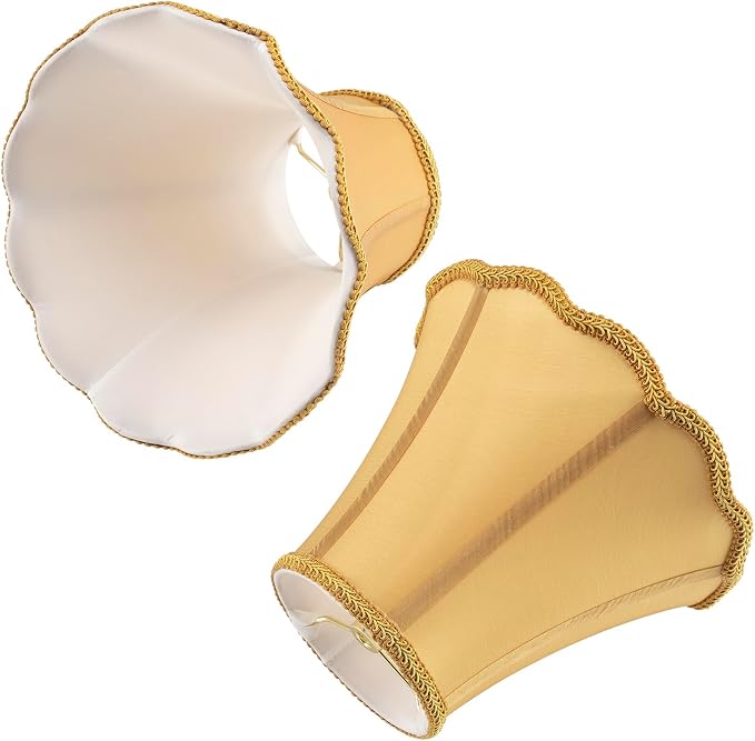 Bell Lamp Shade, Saangseon Scalloped Gold Fabric Lampshade Replacement - Image 4