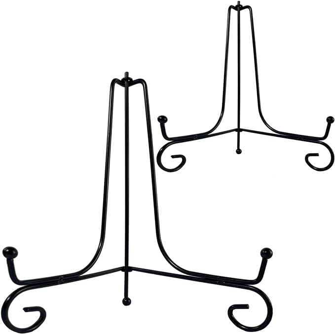 HENABLE 2PCS Premium Black Iron Plate Stands by HENABLE