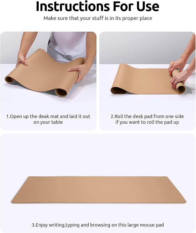 YSAGi Leather Desk Protector, Office Mat, Large Mouse Pad, Non-Slip PU Leather - Image 9