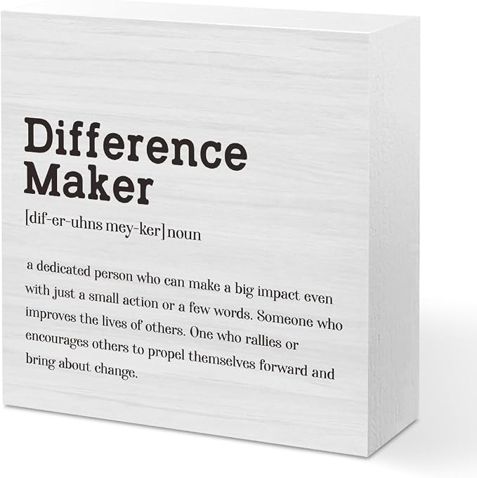 Difference Maker Definition Home Office Decor Wooden Box Sign Motivational by Unknown