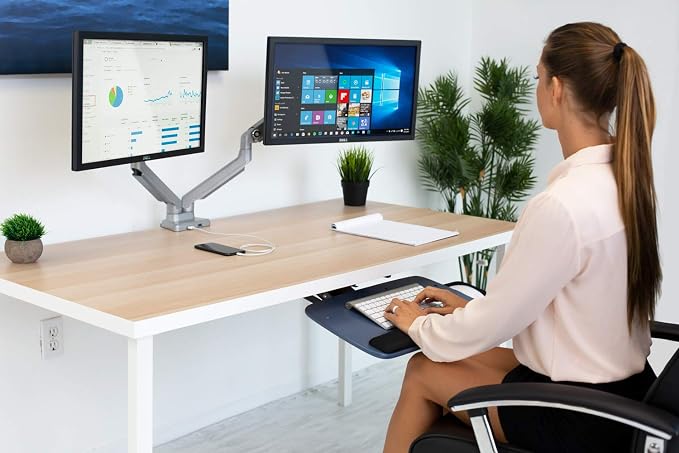 Mount-It! Under Desk Keyboard Tray, Adjustable Keyboard and Mouse Drawer - Image 2
